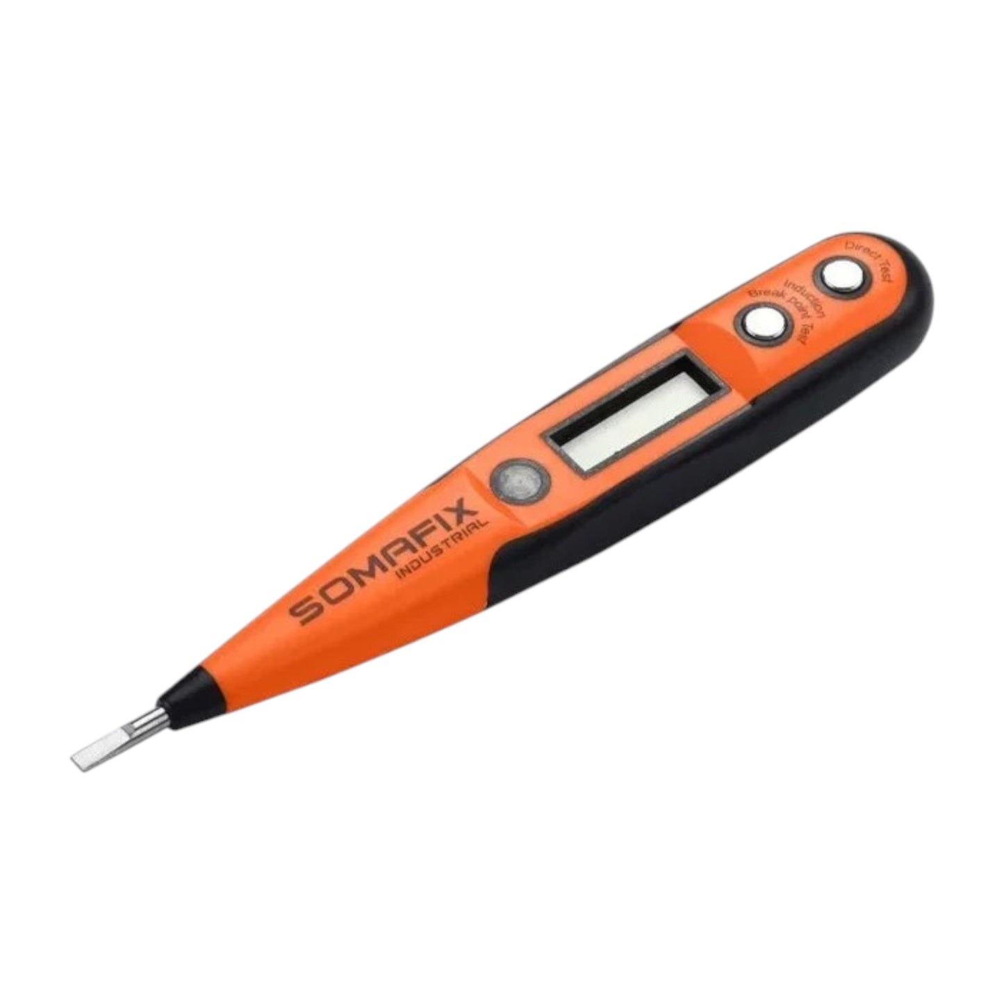 Tester Ac 12v-250v 180mm SFX1894 Multifunction tool by Somafix, featuring a digital display and designed for expert voltage testing in a compact size.