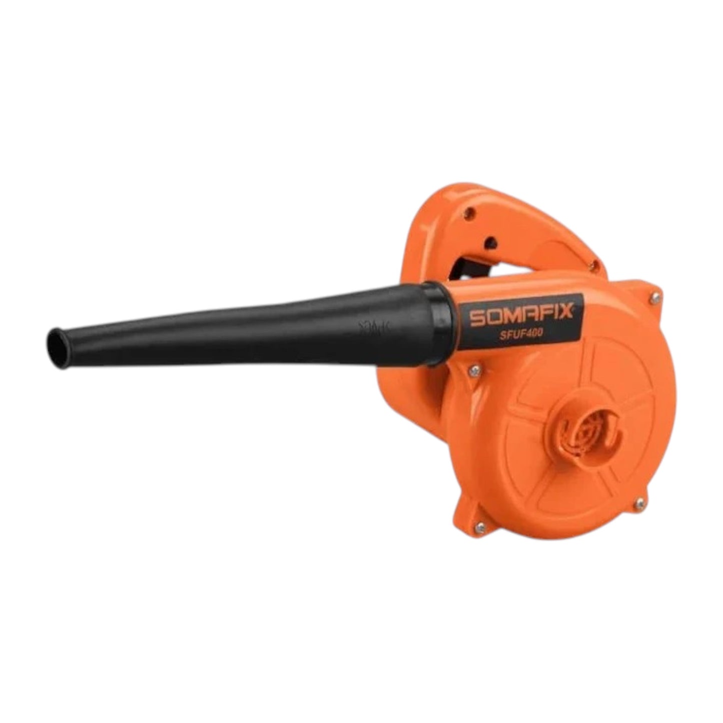 Somafix 400W SFUF400 Blower showcasing a sleek orange design, ideal for efficient blowing tasks in workshops and home projects.