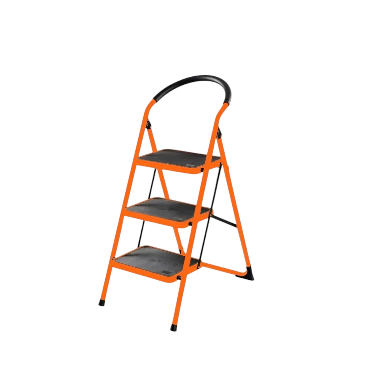 Ladder Heavy Duty 3 Step SFX5751 Orange SOMAFIX showcasing a robust and compact design with three steps, ideal for both commercial and home use, featuring anti-slip feet for safety and stability.