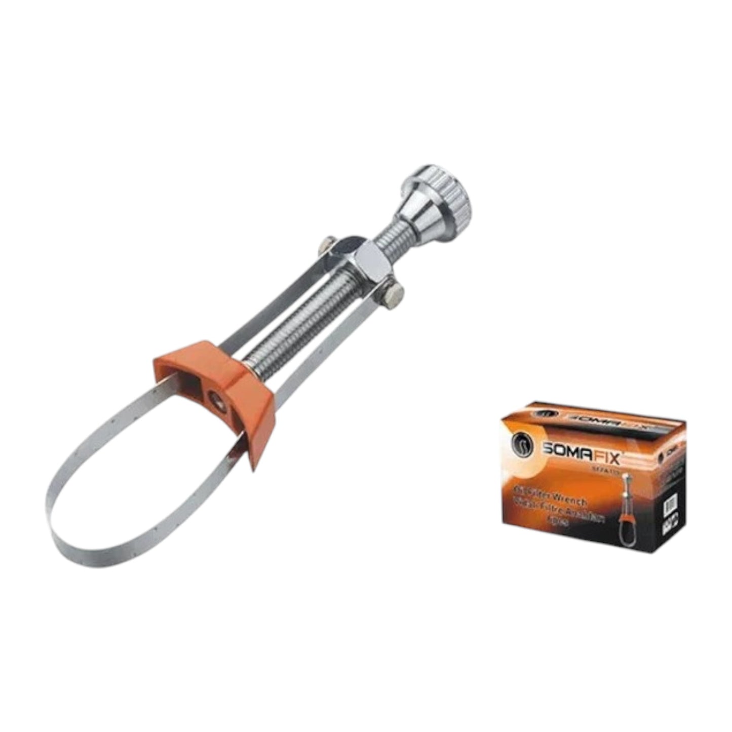 Somafix Oil Filter Wrench Belt Metal Round SFFA115, showcasing its robust construction and ergonomic design, ideal for effortless oil filter maintenance.