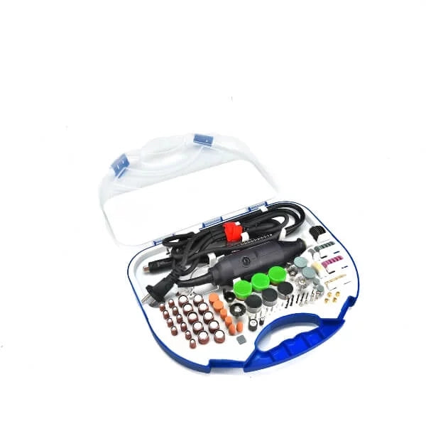 Electric Die Grinder 3mm with case DG002 by Makute, featuring an assortment of grinding accessories, suited for versatile grinding tasks.