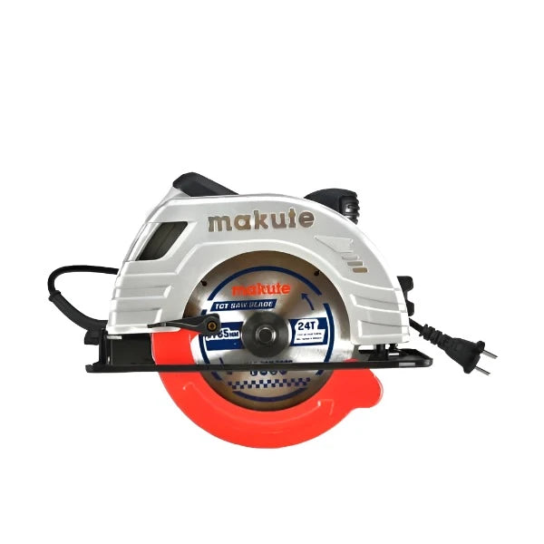 Makute Circular Saw Machine 7" CS003, featuring a 1380W motor, TCT blade, and adjustable cutting depth, ideal for efficient wood cutting.