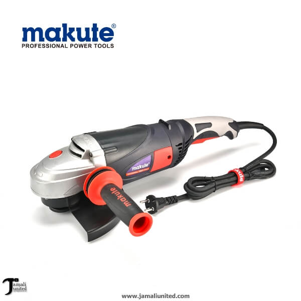 Makute Ag003 9" Grinder 2400W showcasing ergonomic design, durable motor, and adjustable guard, ideal for cutting, grinding, and polishing tasks.