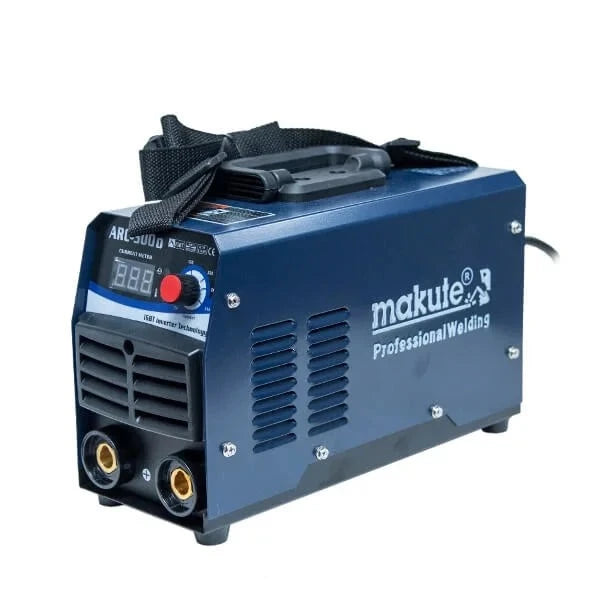 Welding Machine Makute Arc 300D, a compact and lightweight welding device featuring a digital display and robust design for precision welding applications.