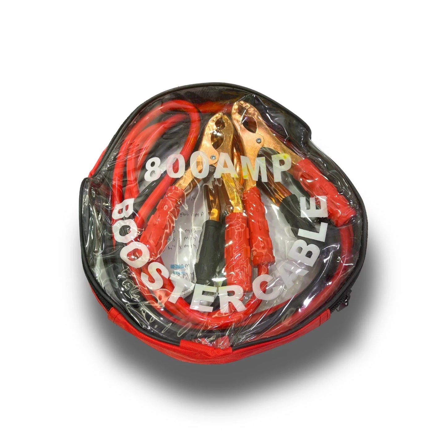 800AMP Booster Cable in a portable carrying case, featuring heavy-duty clamps and flexible cables, designed for quick and reliable battery jump-starting.