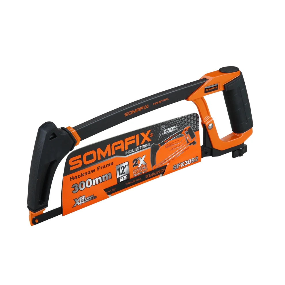 12" Hacksaw Frame by Somafix, model SFX3092, designed for heavy-duty tasks with a sturdy grip and precision cutting features.