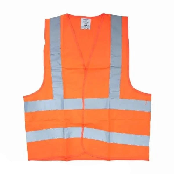 High-visibility Safety Jacket Cloth 4 Belt Orange MS53921 with reflective strips, designed for safety on job sites.