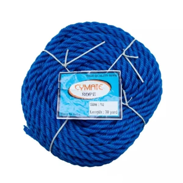 Cymate Nylon Rope 30 Yards, high-quality blue rope suitable for various applications including camping and construction, shown in a coiled form.