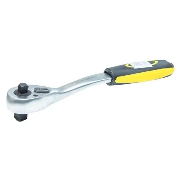 Ratchet Handle 1/2"X3/8" 2 Side featuring a durable metallic head and ergonomic rubber grip, ideal for automotive repairs and DIY projects.