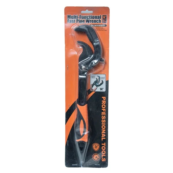 Pipe Wrench Multi Function tool displayed in packaging, featuring a sturdy design suitable for professional and DIY plumbing tasks.