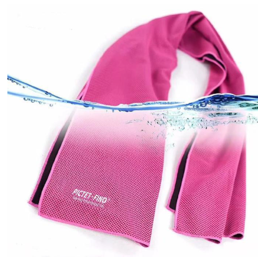 PICTET.FINO Quick-Dry Microfiber Travel Towel submerged in water showcasing its vibrant color and texture, ideal for outdoor adventures, beach days, and gym sessions.