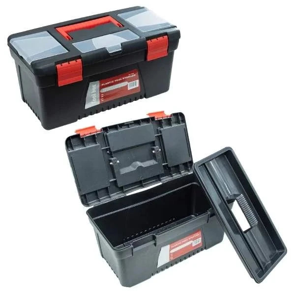 Tools Box Plastic featuring a robust design with secure latches, ideal for tool organization and transport.