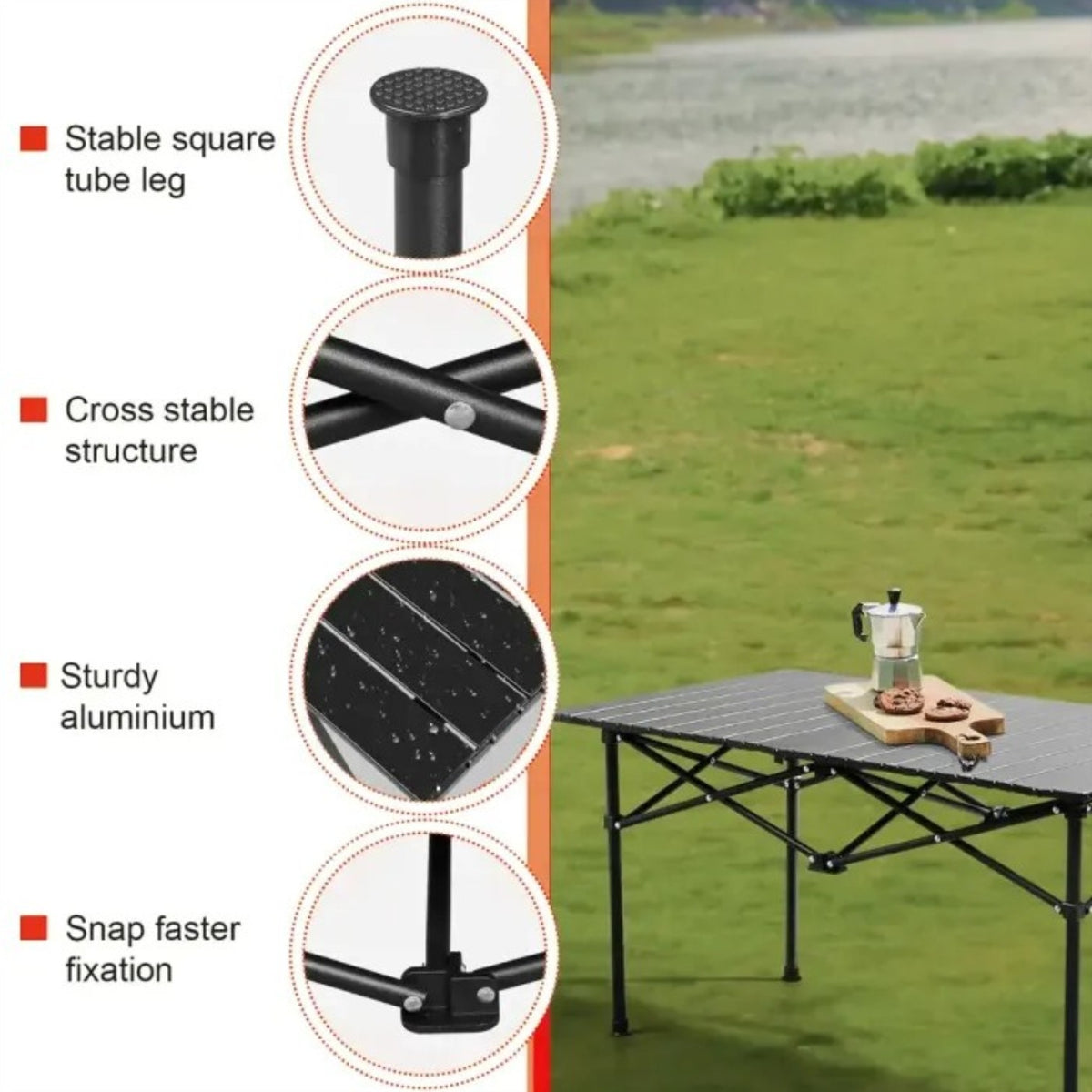 Portable Folding Camping Table — Aluminum, 100kg Capacity, With Carry Bag
