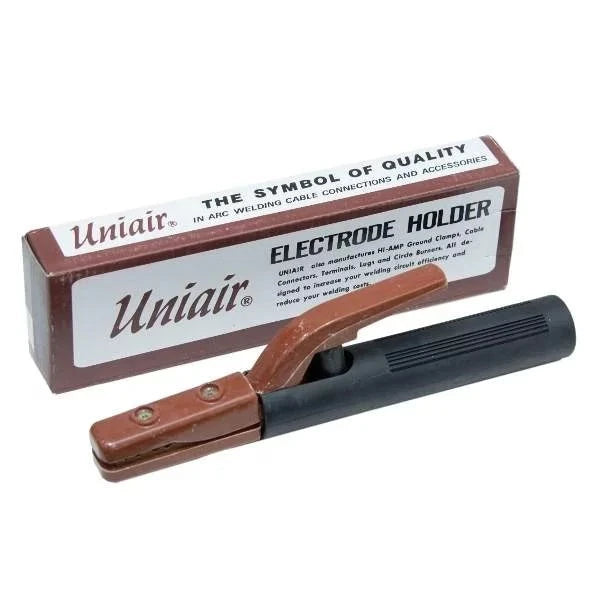 Welding Holder Uniair 600 Amp displayed with packaging, showcasing its durable design for heavy-duty welding tasks.