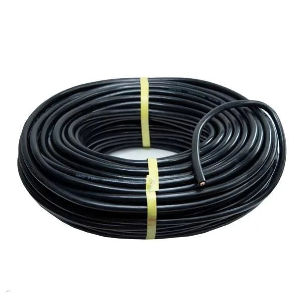 Premium Welding Cable Black coiled and secured, showcasing its flexibility and durability, ideal for professional welding applications.