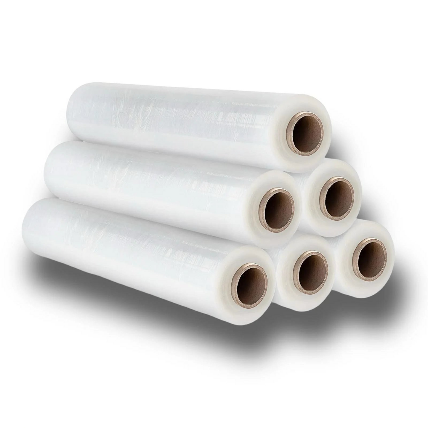 Clear Stretch Film 2.5 KG 50cm MS531113 - Six rolls stacked for packaging solutions. Durable and versatile, ideal for secure transport.