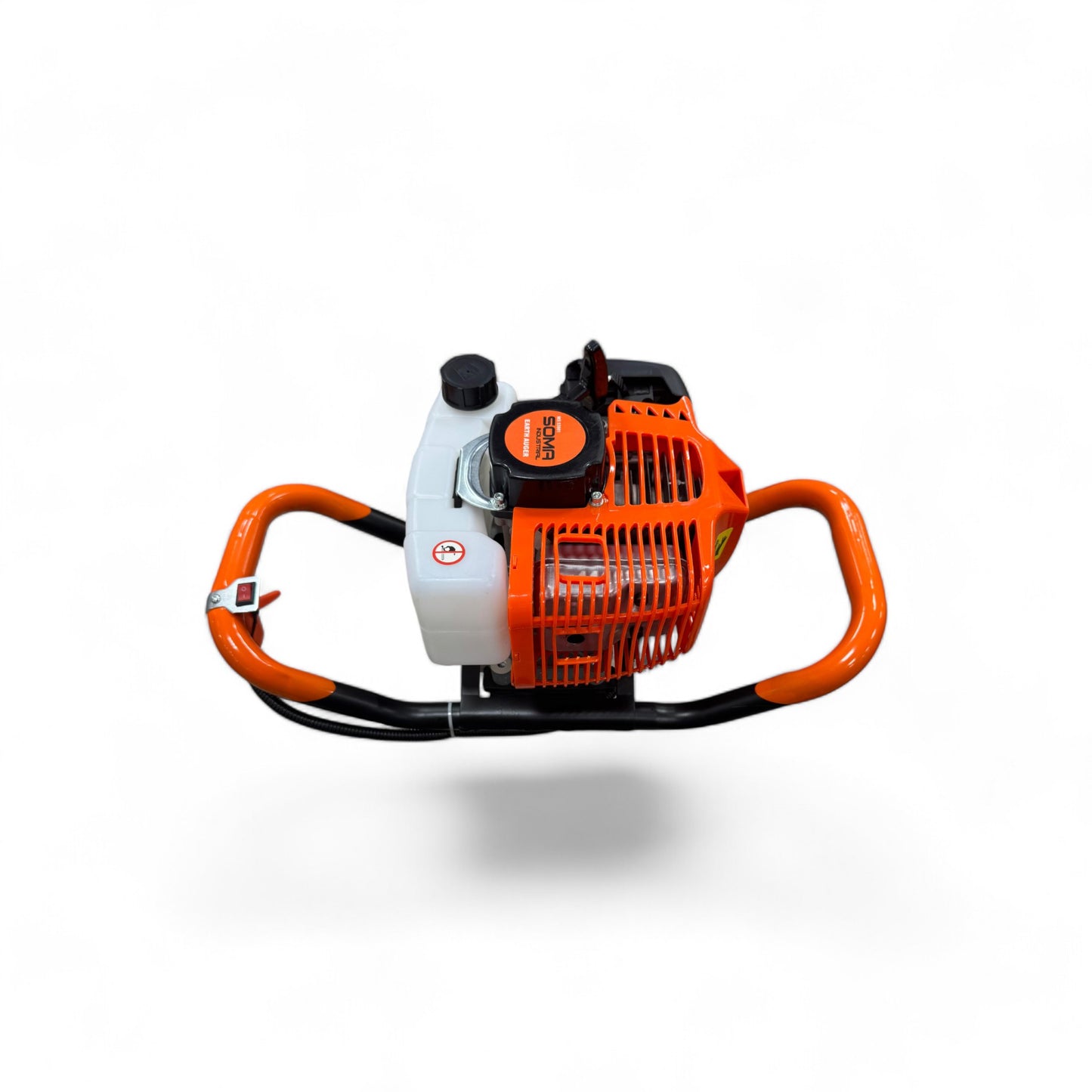 Close-up view of Somafix Petrol Earth Auger 52CC, showcasing the engine and lightweight design, ideal for efficient digging.