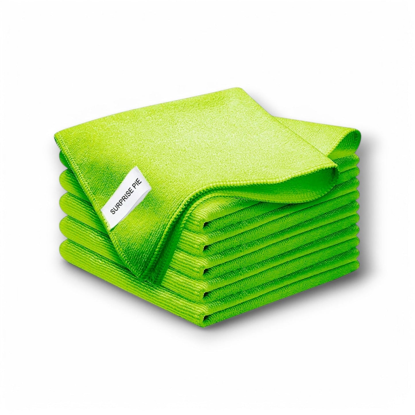 Towel Microfiber MS 531470 Impala in vibrant green color, neatly stacked and showcasing its high-quality microfiber texture designed for superior absorbency and a streak-free finish.