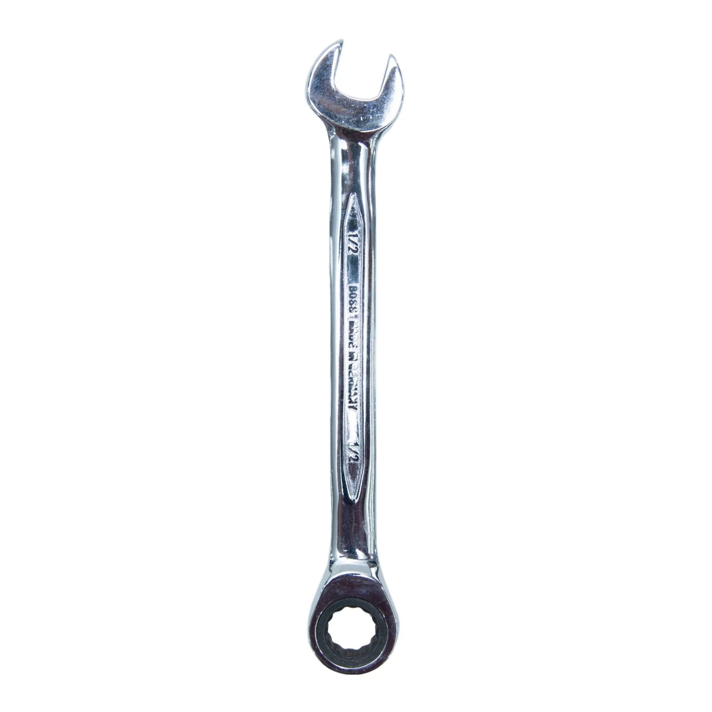 Ratchet Wrench Combination inch Boss featuring a sleek chrome finish and a unique design for versatile functionality. Ideal for both professionals and DIY enthusiasts, this tool combines a ratchet mechanism with a traditional wrench.