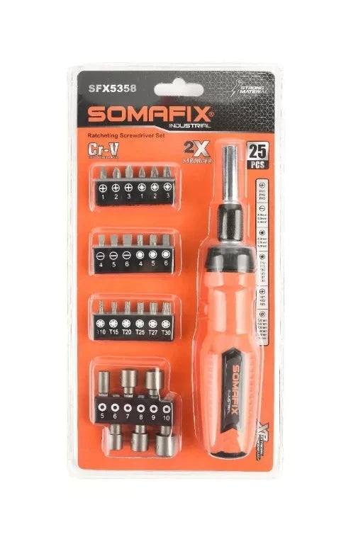 Screw Driver 25pcs Set Ratcheting SFX5358 Somafix