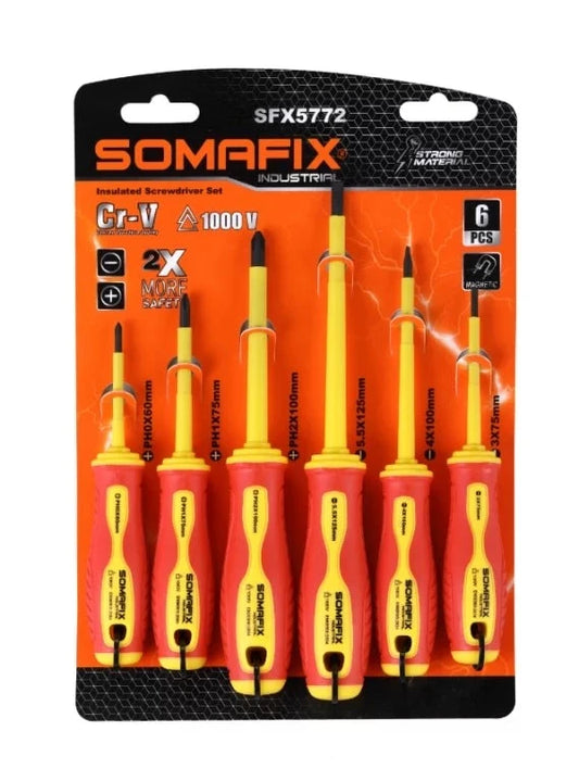 Screw Driver 6pcs  Insulated 1000v SFX5772 Somafix