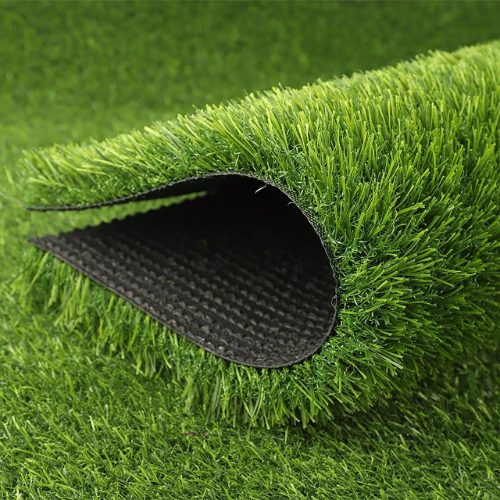 Close-up view of Artificial Grass Roll 25mm (2M x 25M) showing the lush green fibers and backing material, ideal for low-maintenance outdoor landscaping.