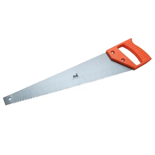 Hand Saw Evotools 16" Orange Handle showcasing robust blade and ergonomic design for precision cutting in woodworking.