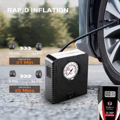 Car Battery Jump Starter, Air Compressor & 6,000mAh Power Bank X6