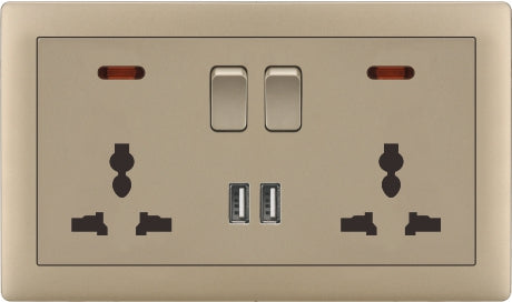 V1 Matte Golden Series Switches & Sockets – Wall Switch and Socket Panel Range