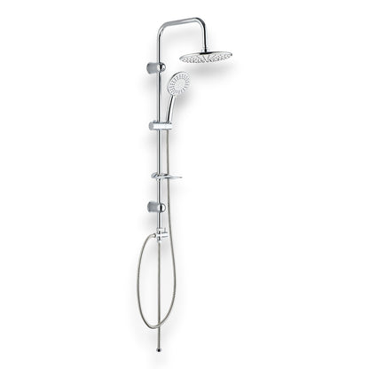 Shower Set with Stand — Rain Shower Head, Hand Shower & Hose, Chrome Finish