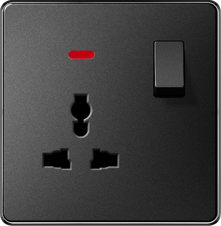 V7 Black Switch and Socket Series – Wall Switch and Socket Panel Range with Neon