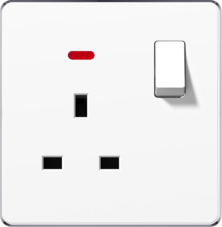 V7 White Switch and Socket Series – Wall Switch and Socket Panel Range with Neon