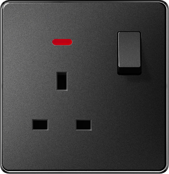 V7 Black Switch and Socket Series – Wall Switch and Socket Panel Range with Neon