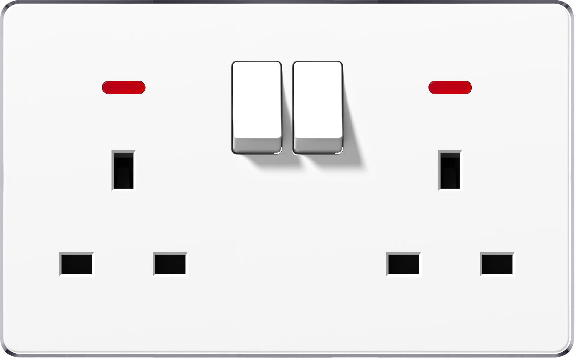 V7 White Switch and Socket Series – Wall Switch and Socket Panel Range with Neon