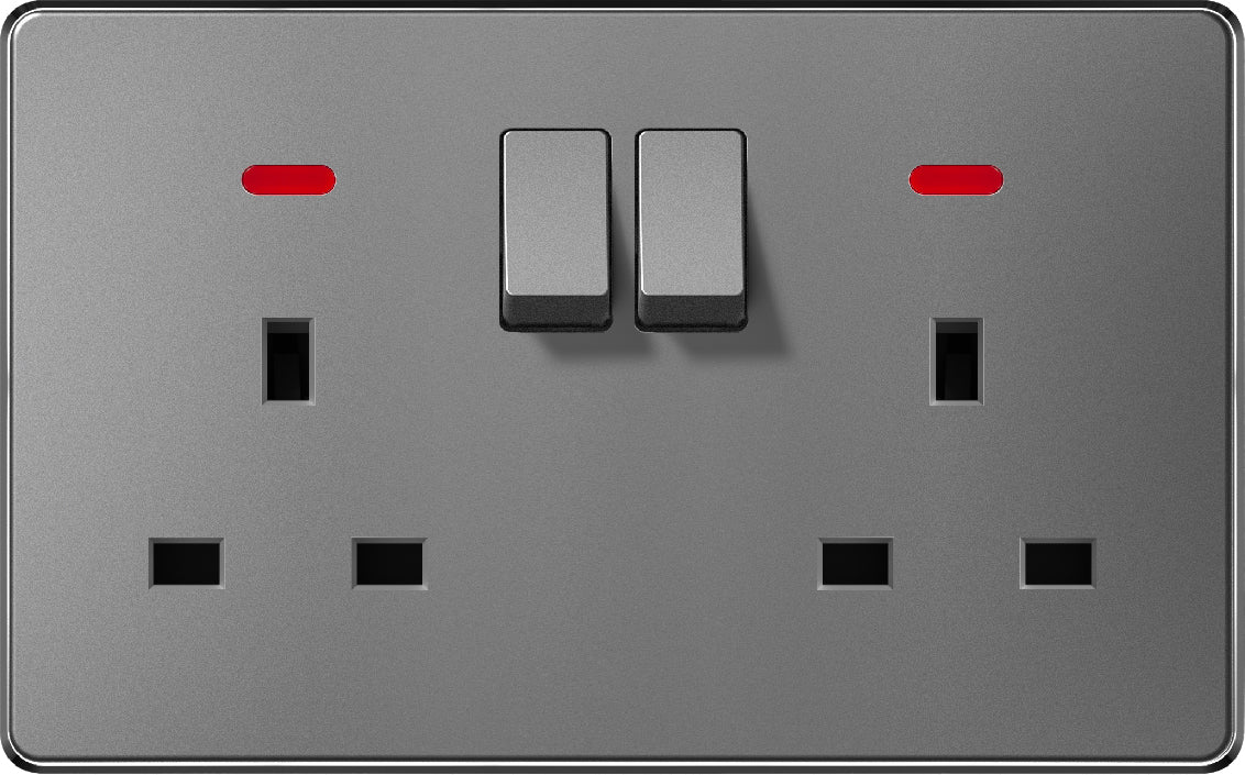 V7 Gray Switch and Socket Series – Wall Switch and Socket Panel Range with Neon