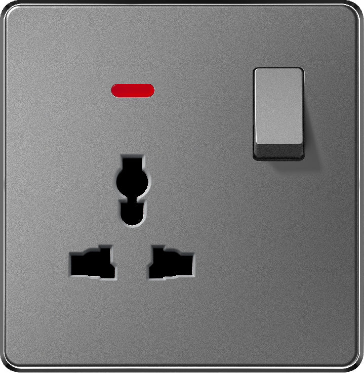 V7 Gray Switch and Socket Series – Wall Switch and Socket Panel Range with Neon