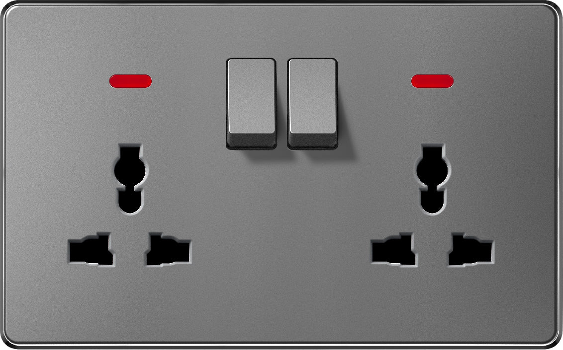 V7 Gray Switch and Socket Series – Wall Switch and Socket Panel Range with Neon