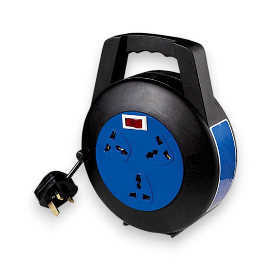 Portable Extension Cord Reel – 10m, 3 Sockets