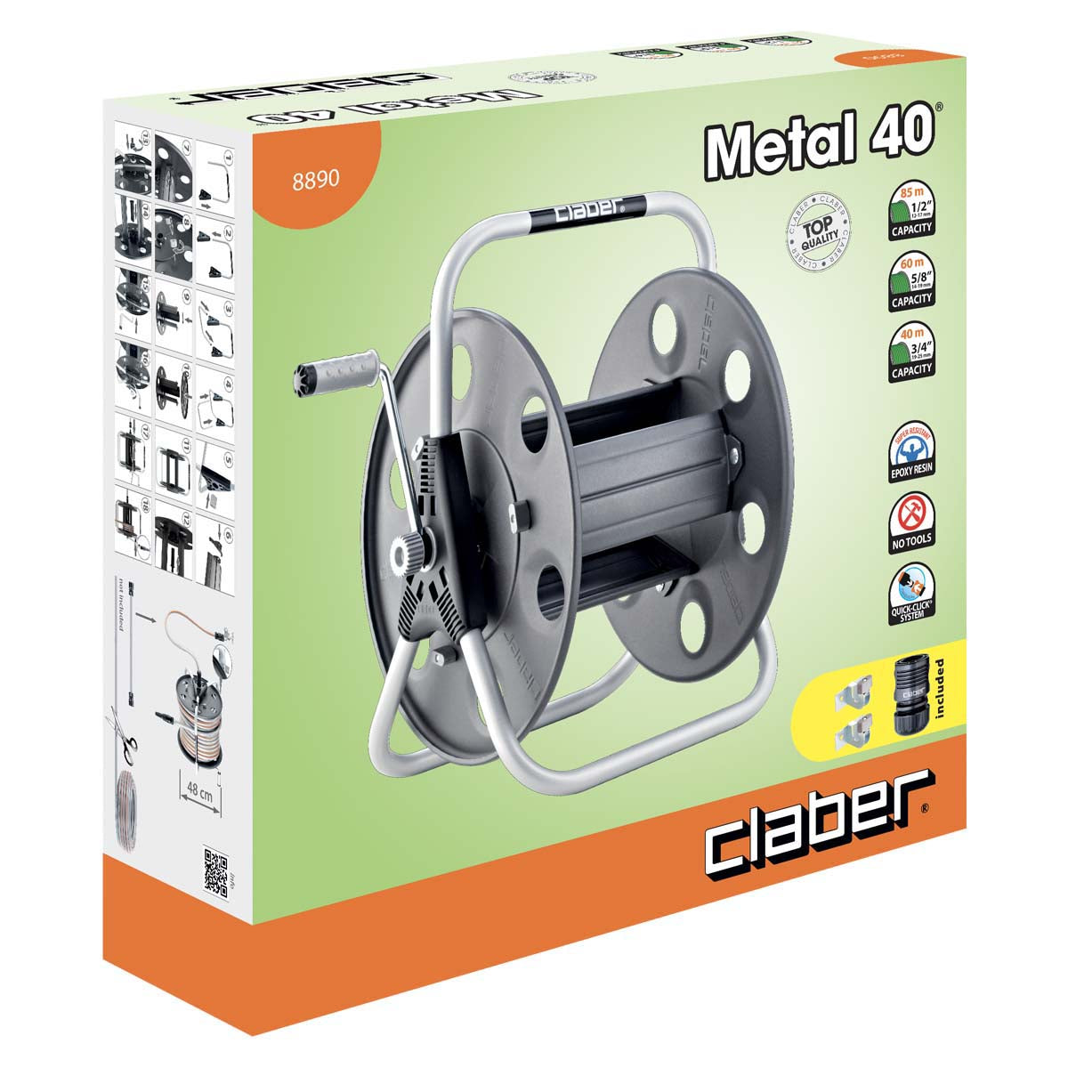 Claber Metal Hose Reel – Heavy Duty Metal Frame