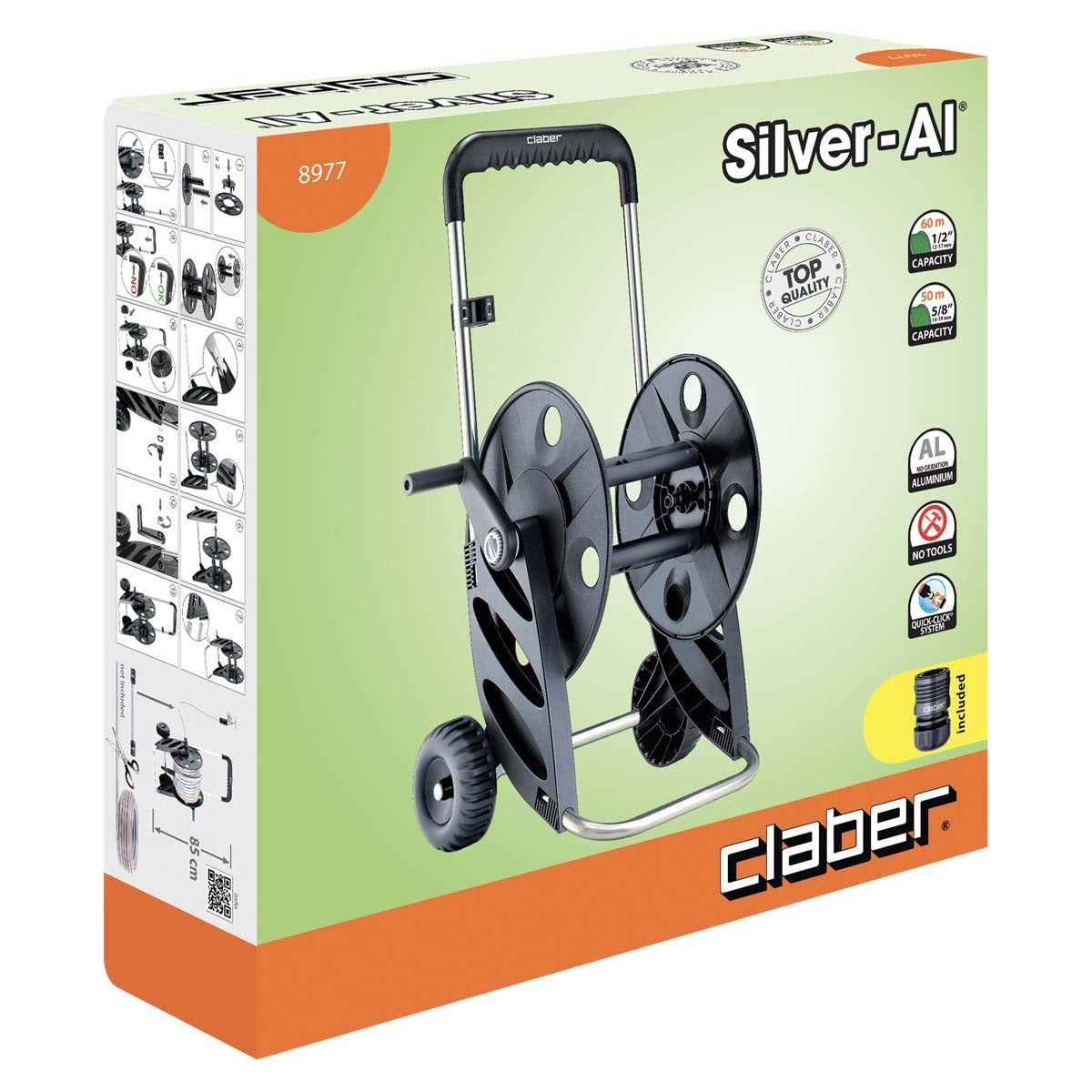 Claber Silver-AL Aluminium Hose Reel Cart