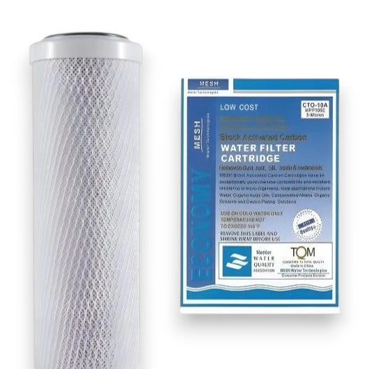 MESH CTO-10A Block Activated Carbon Water Filter Cartridge 5 Micron |  Remove Chlorine, Rust, Dirt & Sediments