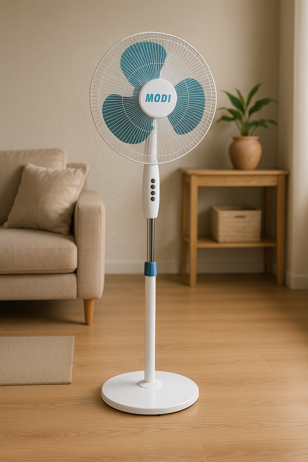 16-Inch Adjustable Orbit Stand Fan showcasing its sleek design and powerful cooling capabilities, perfect for home or office use.