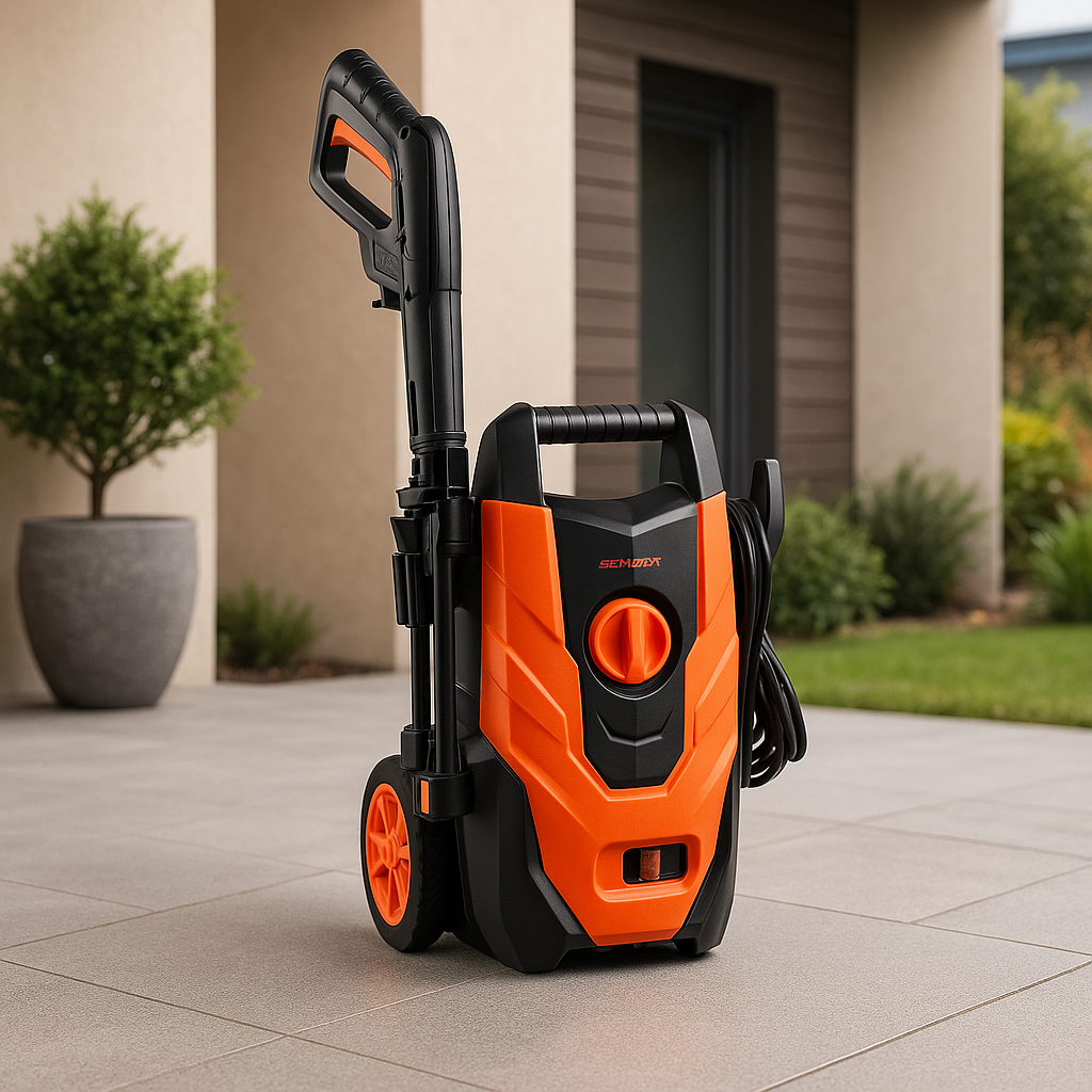Somafix Car Pressure Washer in black and orange design, showcasing its professional-grade features for vehicle cleaning. Ideal for automotive detailing and versatile applications, available in Kuwait.