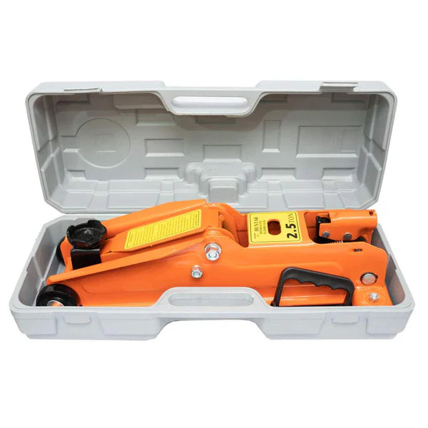 Car Jack Hydraulic 2.5 Ton With Case Huntar, featuring a compact design and rugged construction ideal for vehicle lifting and repair tasks.