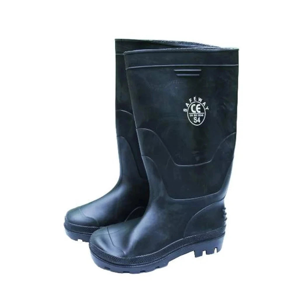 Safeway Black Gum Boot, durable waterproof footwear designed for industrial and outdoor use, featuring slip-resistant sole and ergonomic fit.