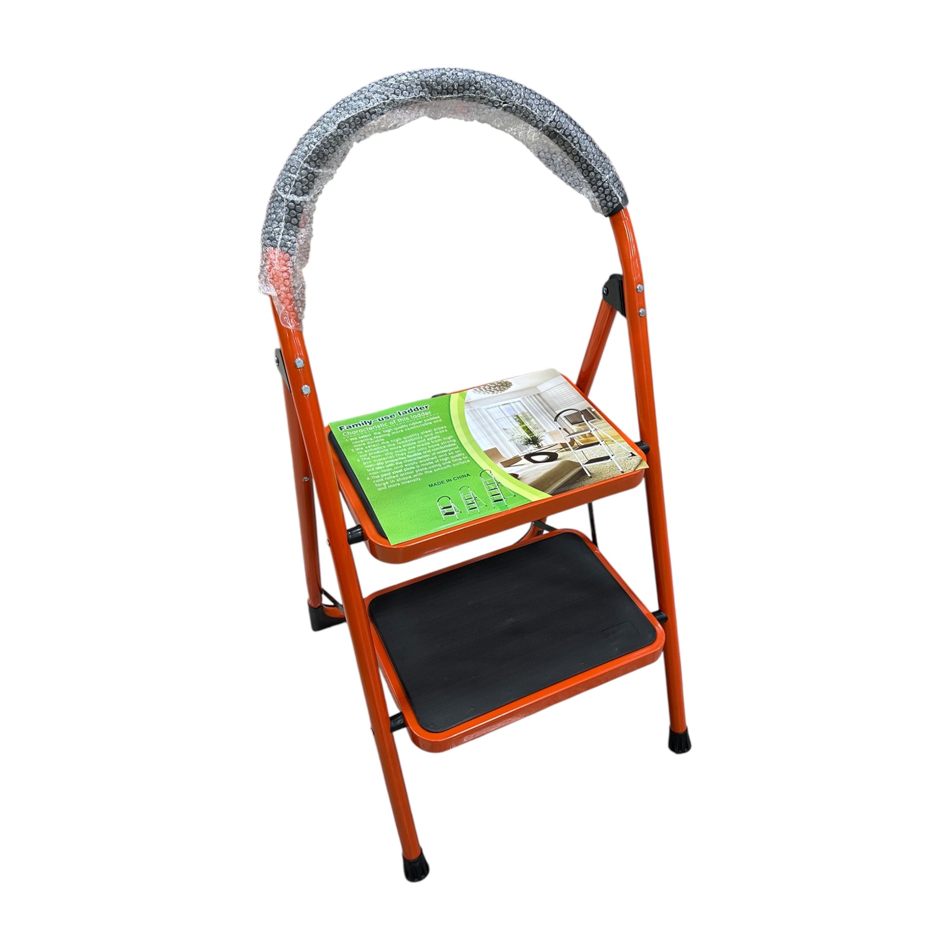 Front angle of the Heavy-Duty Ladder 2-Step by SOMA, showcasing its lightweight and portable design, suitable for various household tasks.