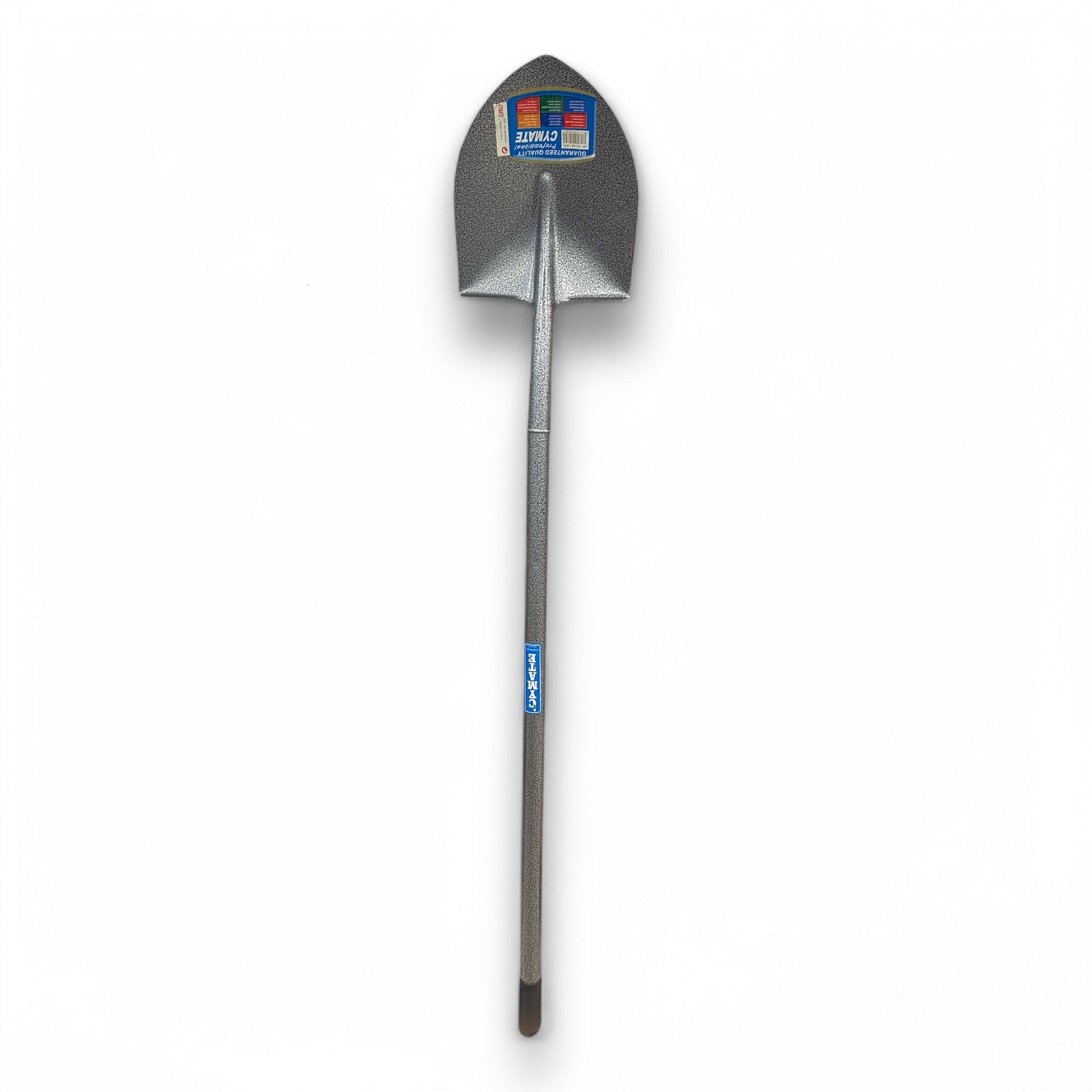 Shovel Long Big Head Steel Handle Cymate featuring a durable steel handle and a large scooping head, ideal for heavy-duty digging and lifting tasks.