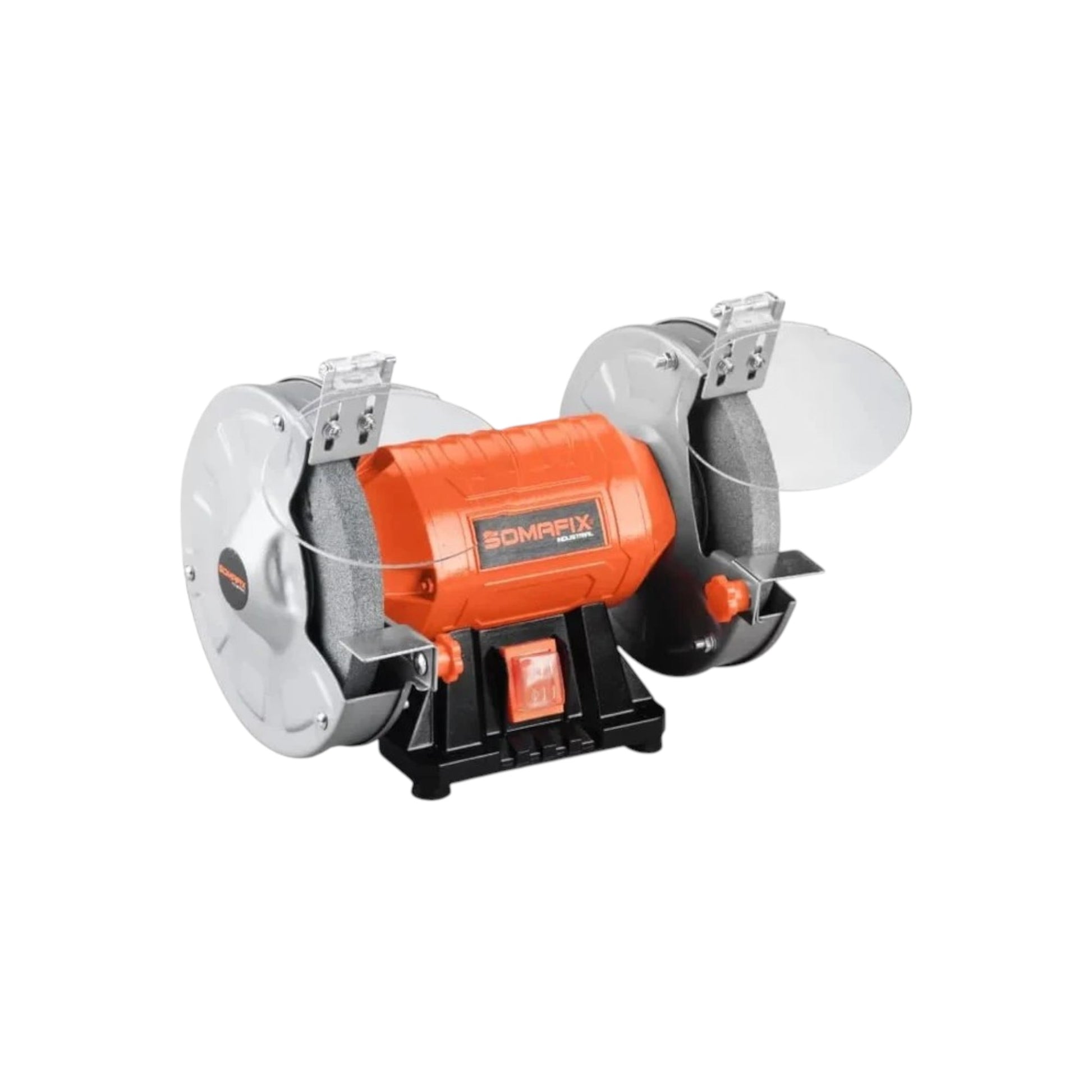 Bench Grinder 8" BSSFX8611 by Somafix, a powerful 400 W industrial tool designed for precision grinding and polishing tasks, featuring sturdy, reliable construction and an efficient motor.