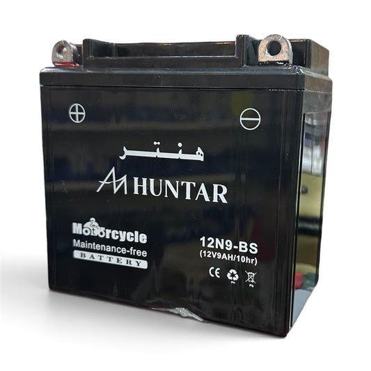 Huntar Generator Battery 12V 9Ah — 12N9-BS, Maintenance Free, Ready to Use