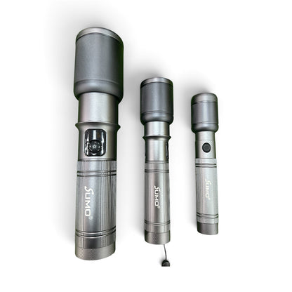 Rechargeable LED Torch 1500 Lumens — SM-6112, 20W, 3000mAh, Type-C Charging & Zoom (1 Year Warranty)